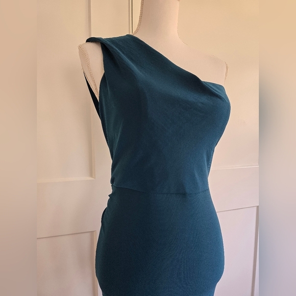 Elegant Teal Evening GownXSCAPE Maxi Dress Column Gown One Shoulder Women’s - Picture 3 of 10